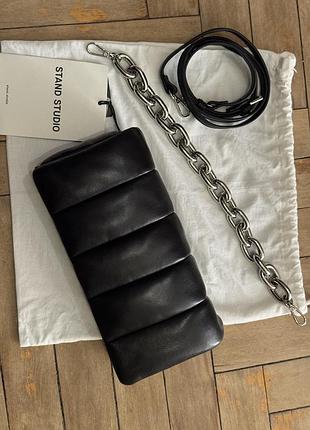 Stand studio panel bag чорна шкіряна сумка