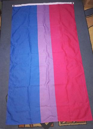 Флаг лгбт bi pride flag бисексуальности синий розовый фиолетовый  трех полосный большой