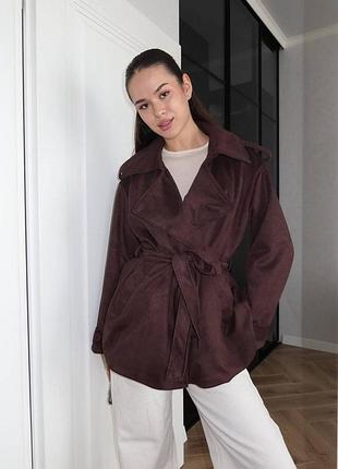 Женский замшевый тренч с поясом на весну, размеры: 42-46(s-l) 48-52 (m-xl)