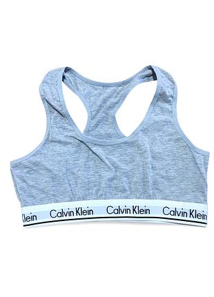 Топ жіночий спортивний без чашки та push-up calvin klein бавовняний s, сірий