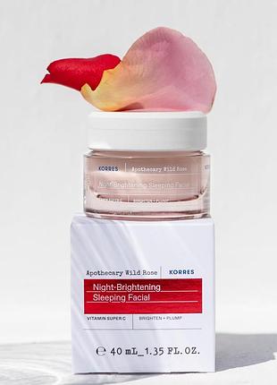 Ночная осветляющая маска korres wild rose night brightening sleeping facial 40 ml