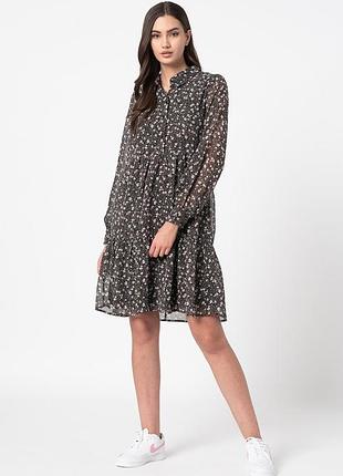 Сукня onlfree l/s shirt dress wvn 15245725-black-aop:flower only s чорний 15245725-black-aop:flower