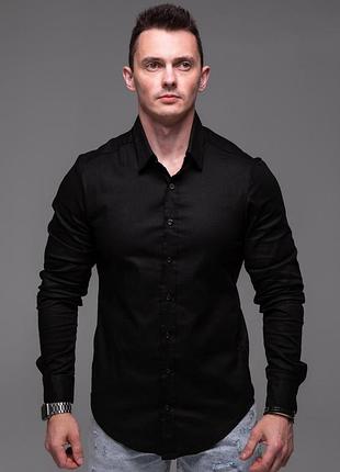 Мужская классическая рубашка из 100% льна, размеры: s,m,l,xl, 2xl черный, l