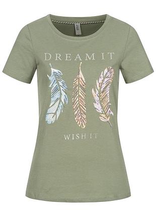 Футболка onlkita life feather s/s t-shirt cs jrs 15248950-shadow only m фісташковий 15248950-shadow-print:dre