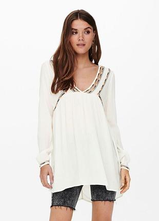 Кофта туника onlmynte l/s tunic wvn 15226378 cloud dancer only l белый 15226378clouddancer s
