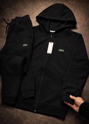 Спортивный костюм lacoste | лакоста дабл фейс | весна черный