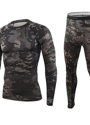 ☛☇термобелье мужское lesko camouflage black 2xl зимнее для активного отдыха и спорта комплект из реглана и
