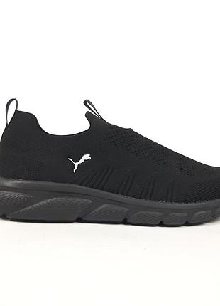 Puma slip-on knit тапочки мокасины слипоны черные 45