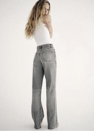 Жіночі сірі джинси wide leg висока посадка zara