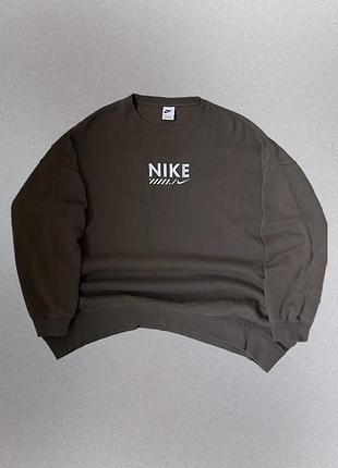 Світшот кофта nike sportswear gel oversized оверсайз коричнева з великим логотипом на спині