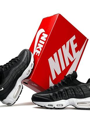Жіночі кросівки nike air max 95 чорно білі кроси для прогулянки найк аїр макс текстильні на літо в'єтнам