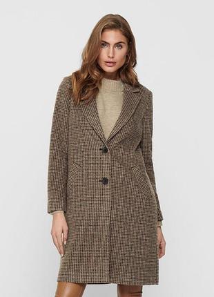 Жіноче пальто онлі оригінал only onlagnete astrid check coat cc otw 15228610-glazed ginger only xs коричневий 15228610-glazed