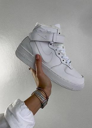 Мужские кроссовки nike air force winter, кожа зимние белые найки аир форс, кросы теплые для зимы 45