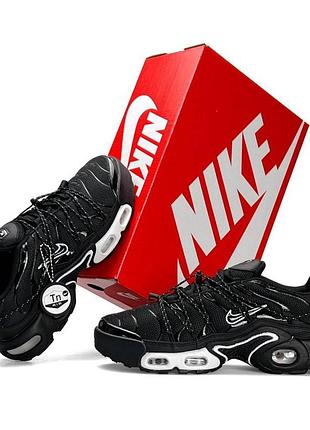 Мужские кроссовки nike air max plus tn lace toggle черно белые кроссы найк аир макс сетка текстиль на лето 43
