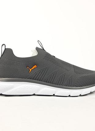 Puma slip-on knit тапочки мокасины слипоны серые с оранжевым 44