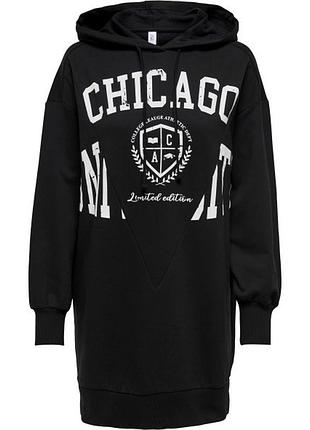 Кофта туника onlzoey ls dreamer oversized tunic nn 15258223-black-print:chicago only l черный 15258223-black-print:chic l