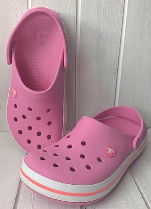 Розовые кроксы crocs m5w7 сабо клоги 37 размер шлепанцы крокс сандалии босоножки
