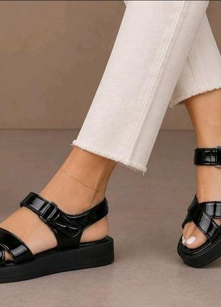 Женские босоножки, кожа, черные босоножки, 36-41рр