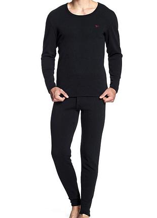 ☛☇термобелье мужское septwolves 08036 black l однотонное зимнее хлопковое белье для тепла и комфорта ve-33