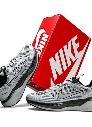 Мужские кроссовки nike zoom winflo светло серые кроссы найк зум винфло дышащая сетка текстильные на лето 46