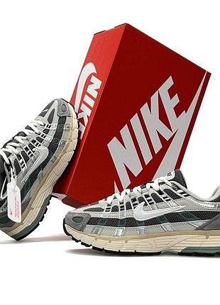 Модные женские кроссовки nike p-6000 серые замшевые кроссы найк повседневные воздухопроницаемый текстиль обувь на весну лето 38