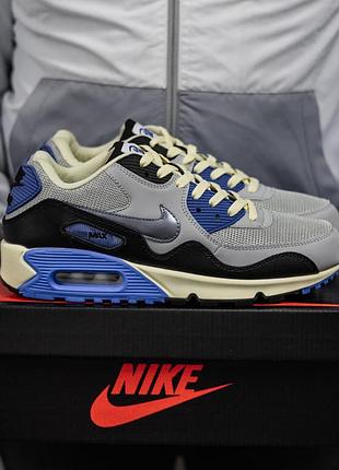 Чоловічі кросівки nike air max 90 x patta сірі демісезонні якісні з шкіри і текстилю для прогулянок найк аір макс підошва піна