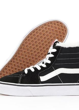 Vans зимові кеди vans sk8 winter hi ванс олд скул хутряні жіночі та чоловічі замшеві чорні 36