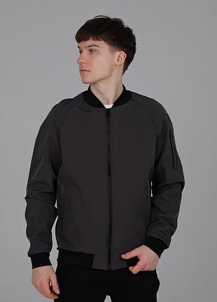 Мужской бомбер на молнии на весну, размеры: s m l xl xxl графитовый, s