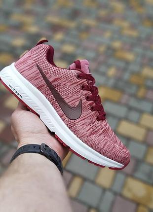 Женские низкие легкие кроссовки nike zoom розовые с бордовым кросовки найк зум 37