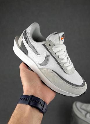 Жіночі замшеві кросівки nike sacai білі із сірим літні кросівки найк сакай 41
