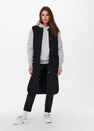 Жіноча жилетка онлі оригінал onlnayra s/l long quilt vest cc pnt 15234787-black only l чорний 15234787-black