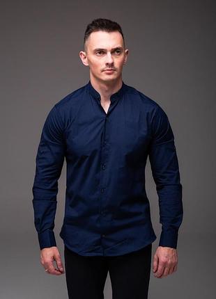 Мужская хлопковая рубашка, размеры: s,m,l,xl,2xl синий, m