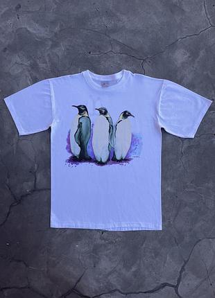 1990 harlequin: single stitched t-shirt w/ five penguins