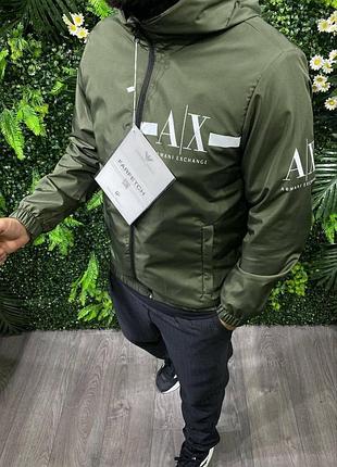 Чоловіча весняна зелена куртка вітровка armani exchange літня водовідштовхуюча курточка армані ексчендж l