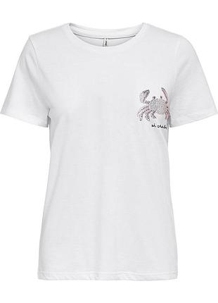 Футболка onlkita life reg s/s top box jrs 15231603 bright white-crab only m белый 15231603brightwhite-crab