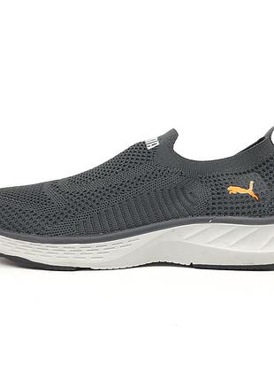 Puma softride тапочки мокасины слипоны серые с оранжевым 44
