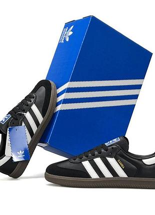 Женские кроссовки adidas samba og черные с белым популярны из натуральной замши красивые трендовые адидас самба для прогулок 38