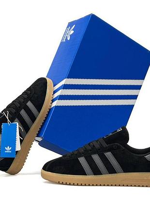 Жіночі ретро кросівки adidas bermuda чорні класичні з натуральної замші повсякденні вуличні адідас бермуда якісні на весну 41