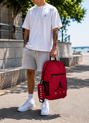Рюкзак jordan air (джордан )червоний спортивний + пенал, 100% оригінал| міський рюкзак для школи, підлітків, тренувань, університету