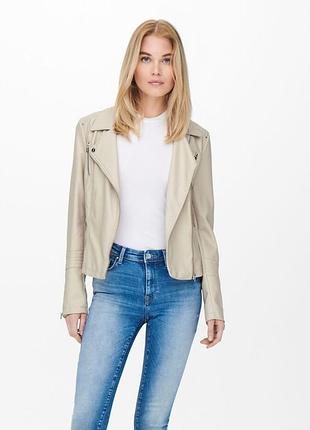 Куртка зі штучної шкіри onlgemma faux leather biker otw noos 15153079-silver lining only 34 бежевий 15153079-silver lining