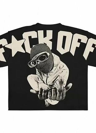 Футболка f*ck off чорна стильна літня футболка у стилі y2k (streetwear)