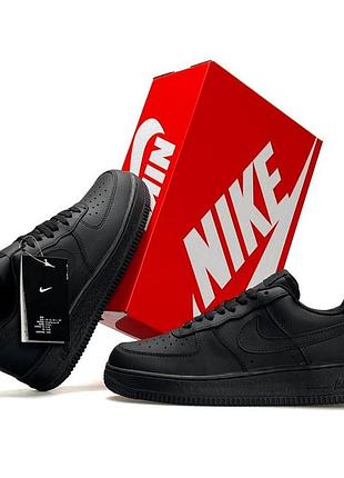 Женские кроссовки nike air force 1 черные кроссы стильные найк айр форс кожаные на теплую погоду весна лето вьетнам 38