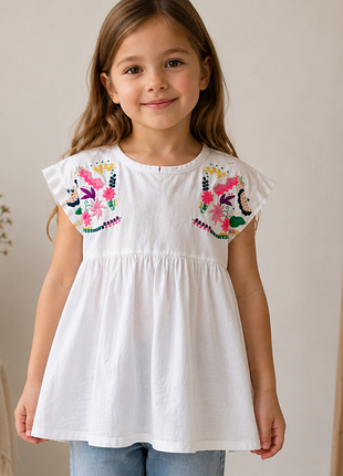 Белая блуза next с вышивкой бирка 5-6 лет