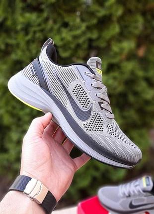 Чоловічі літні кросівки nike zoom winflo petrol сірі з салатовим модні кросівки найк зум наскрізна сітка