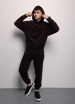 Мужской флисовый спортивный костюм двойка: худи и штаны, s m l xl xxl