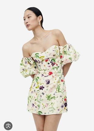 Невероятно красивая льняная сукэнка в цветочно-ягодный принт h&amp;m