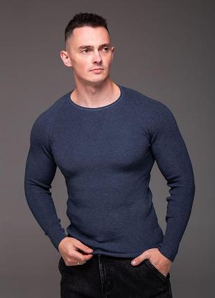 Мужской свитер с шерстью, турция, размеры: m,l,xl,2xl синий, xl