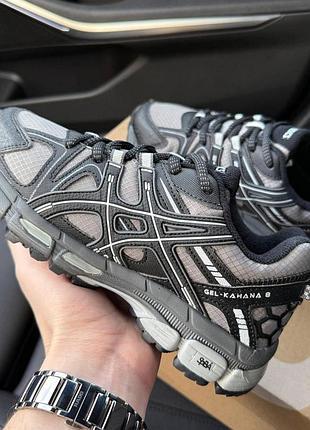 Жіночі кросівки asics gel kahana 8 чорні стильні термо кроси з натуральної шкіри на зиму асікс гель кахана