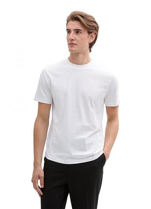 Футболка men's denim slim fit t-shirt 1037655-10991 tom tailor l білий 1037655-10991