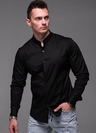 Мужская хлопковая рубашка черного цвета, размеры: s,m,l,xl,2xl,3xl m